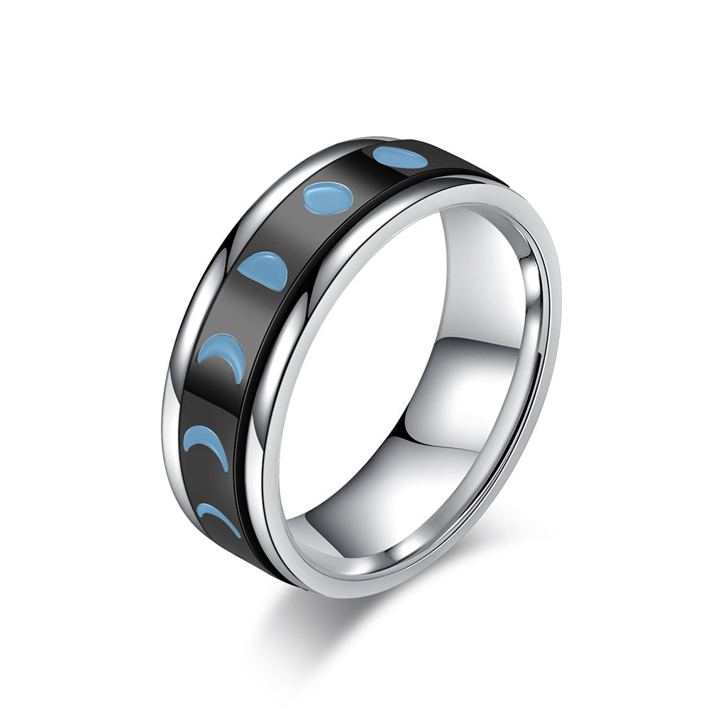 Solar Eclipse Stainless Steel Spinner Ring