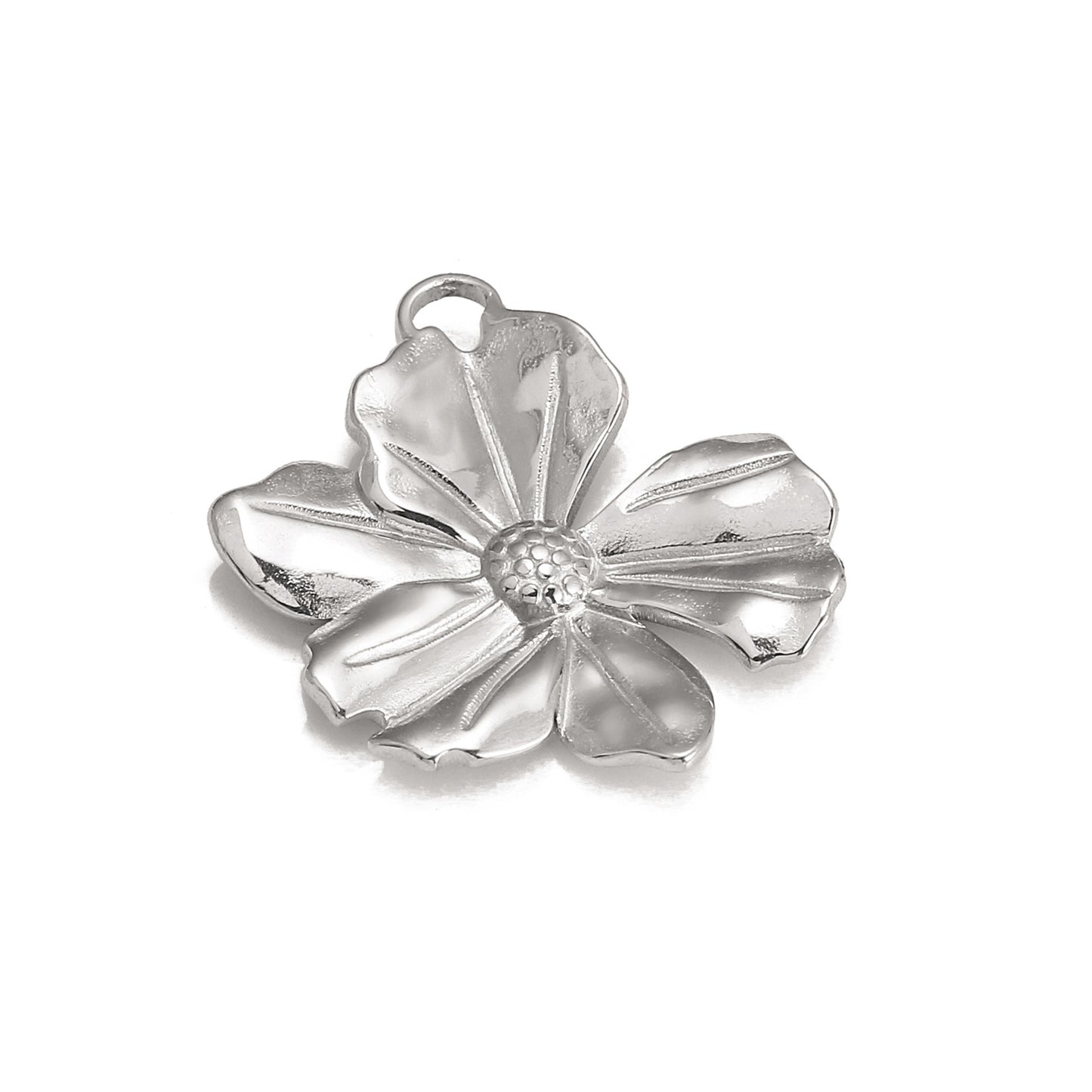 Pendentif en acier inoxydable à motif de fleur irrégulière