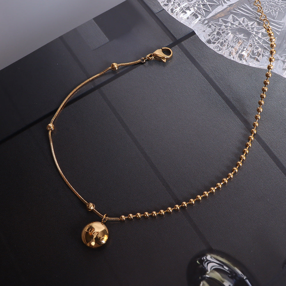 Bead Stitched Snake Chain Stainless Steel Anklet