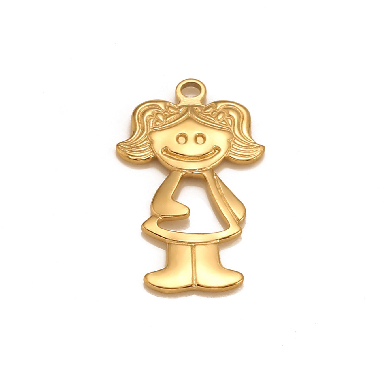 Pendentif en acier inoxydable en forme de garçon et de fille