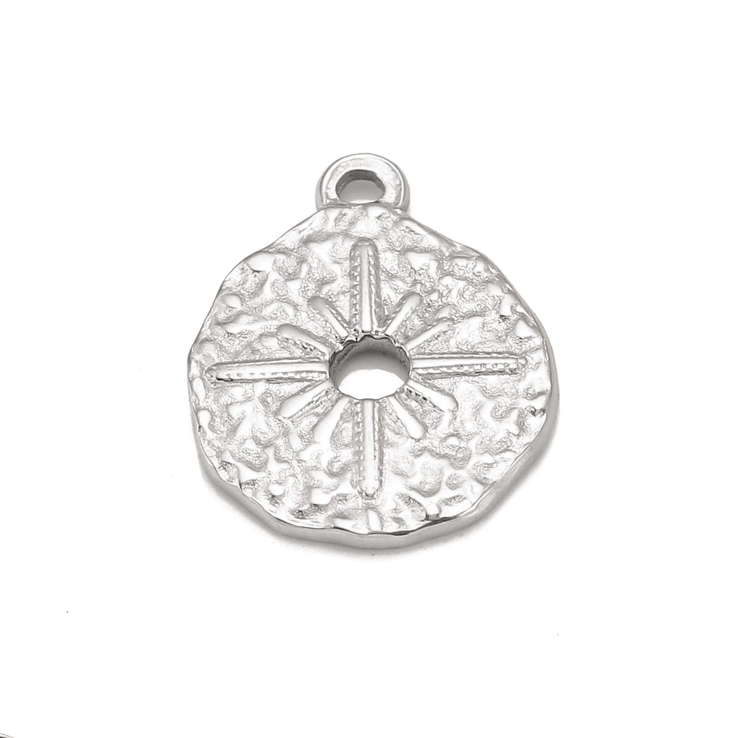 Stainless Steel Irregular Round Pendant with Hollow Center
