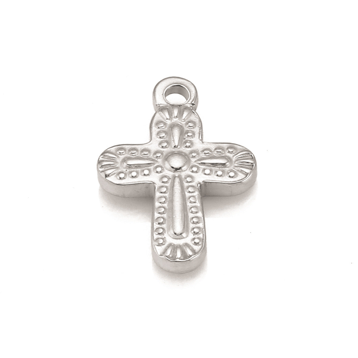 Stainless Steel Embossed Cross Pendant