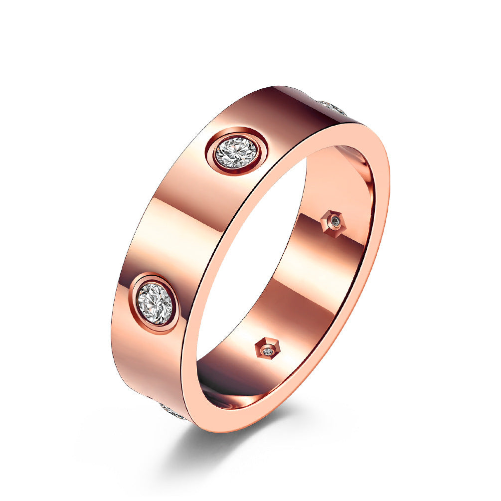 Inlay Diamond Stainless Steel Ring