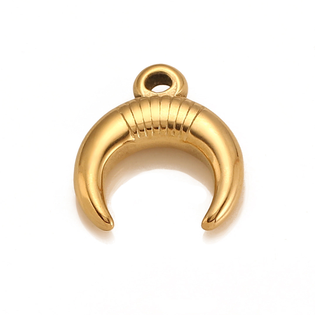 18K Gold PVD Stainless Steel Moon Pendant