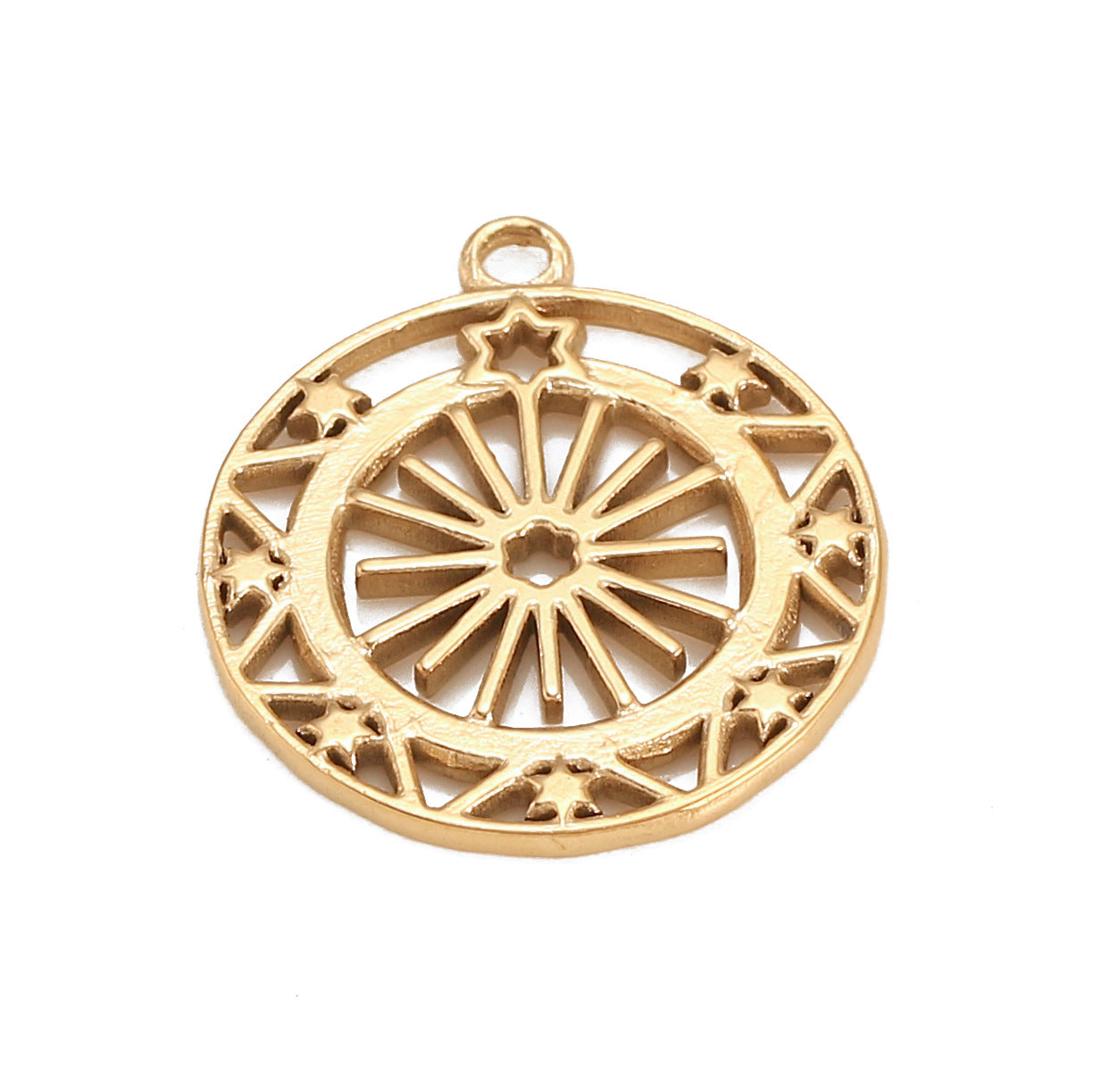 Stainless Steel Hollow Ferris Wheel Star Pendant