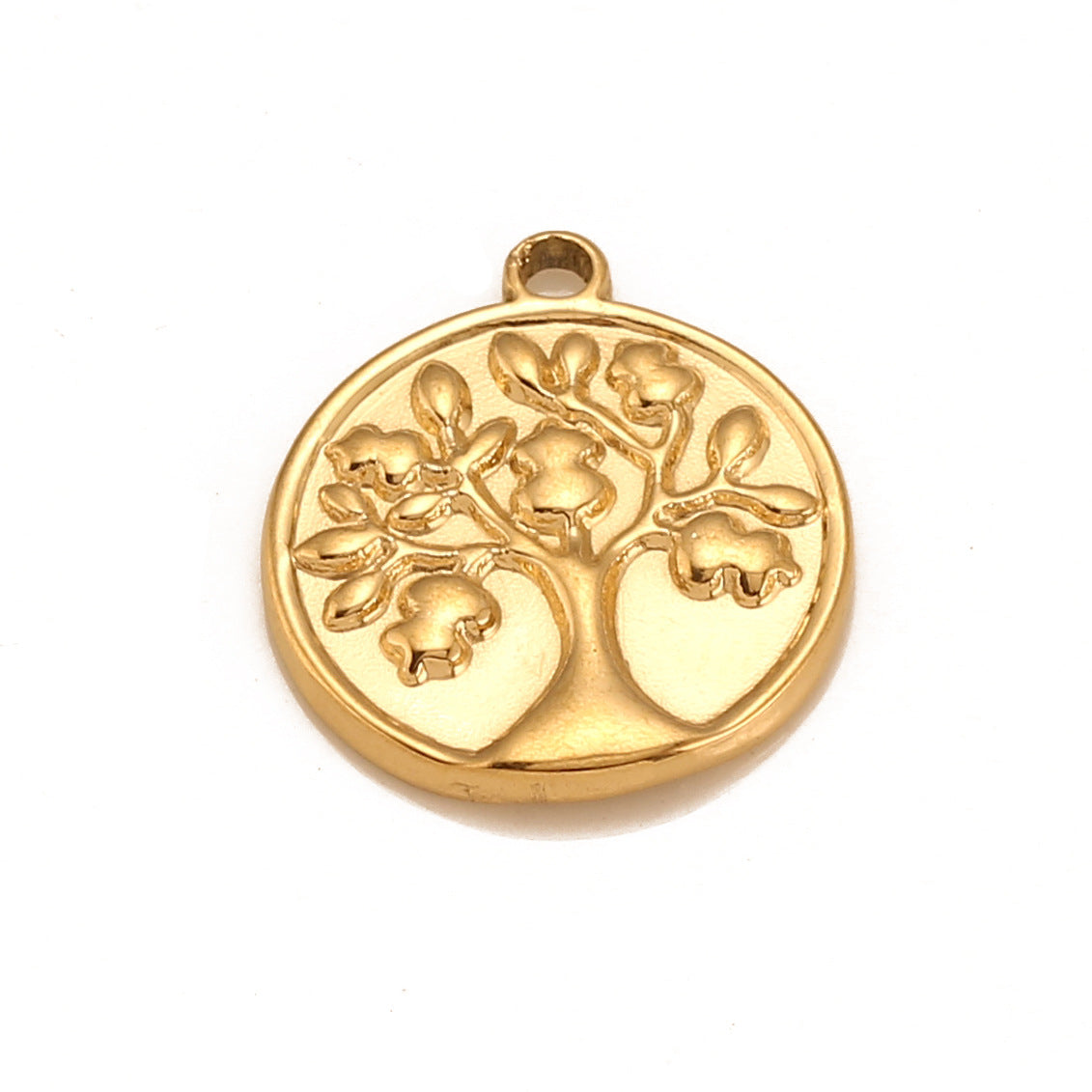 Stainless Steel Tree Pattern Round Pendant