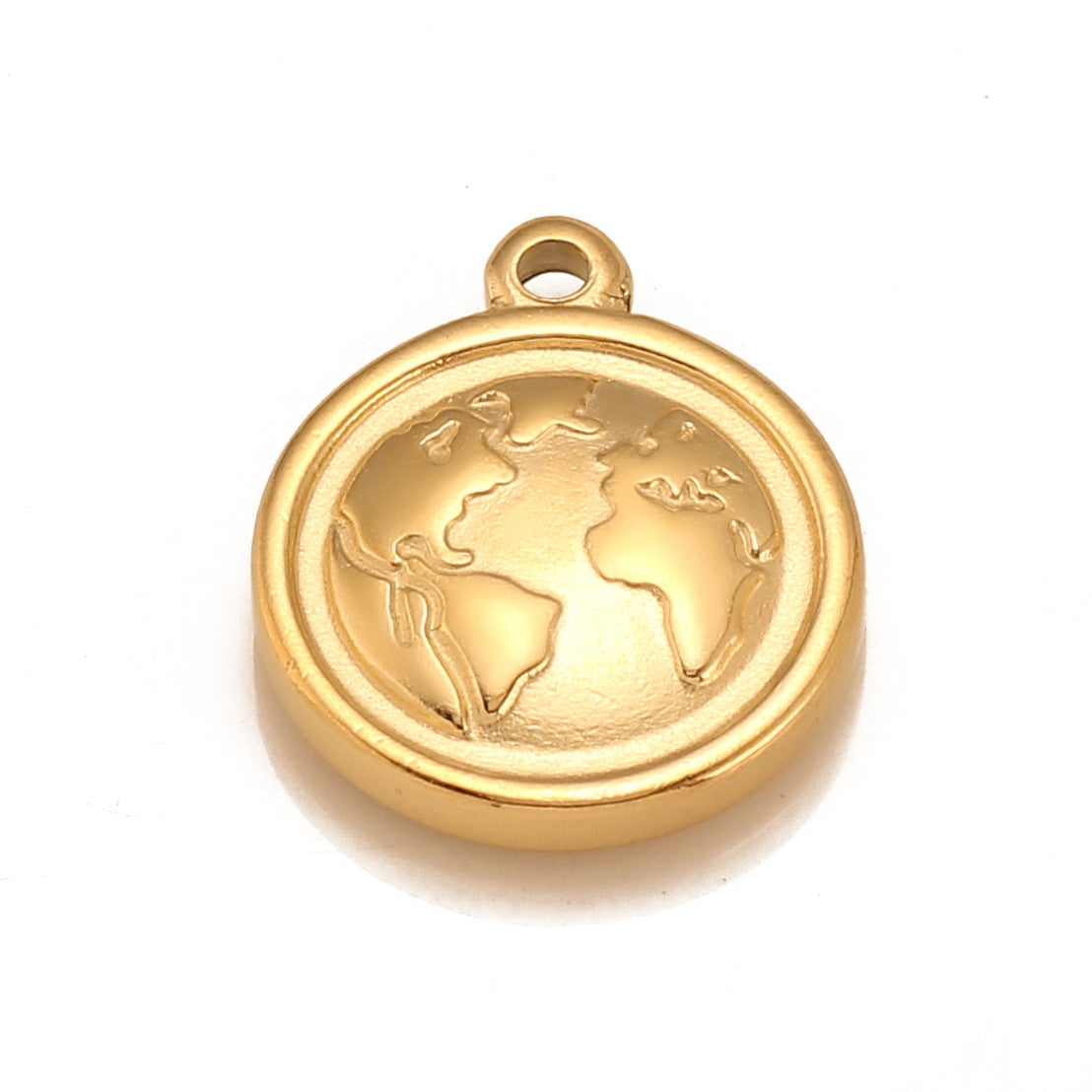 Pendentif rond en acier inoxydable représentant une carte