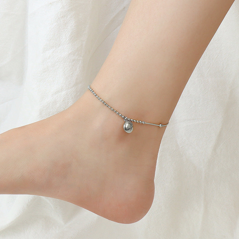Bead Stitched Snake Chain Stainless Steel Anklet