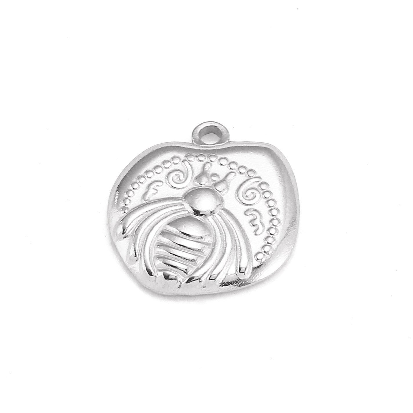 Stainless Steel Irregular Round Bee Pendant
