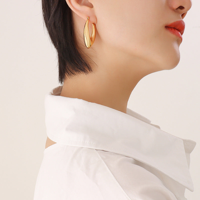 Boucles d'oreilles créoles en forme de U en acier inoxydable hypoallergénique