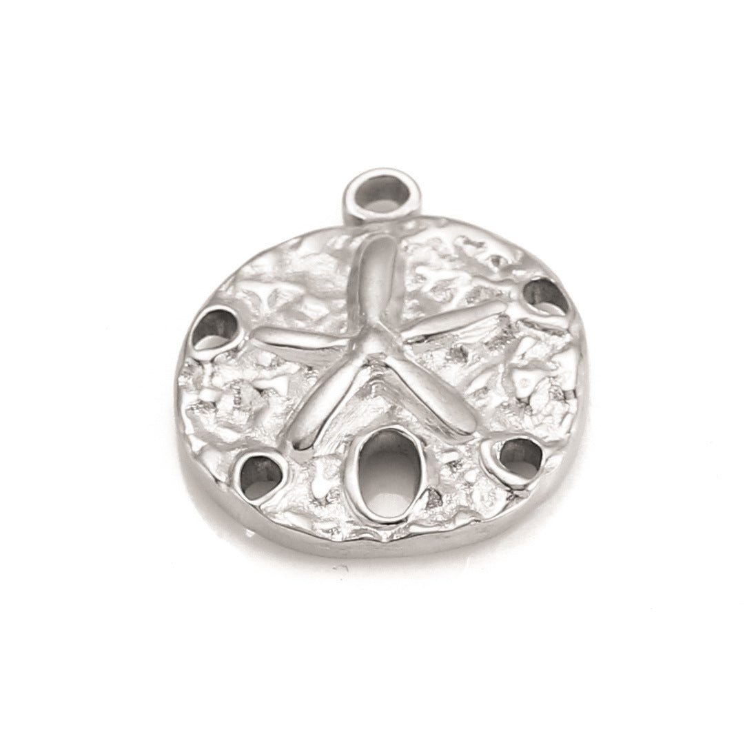 Pendentif creux en acier inoxydable en forme d'étoile de mer ronde irrégulière