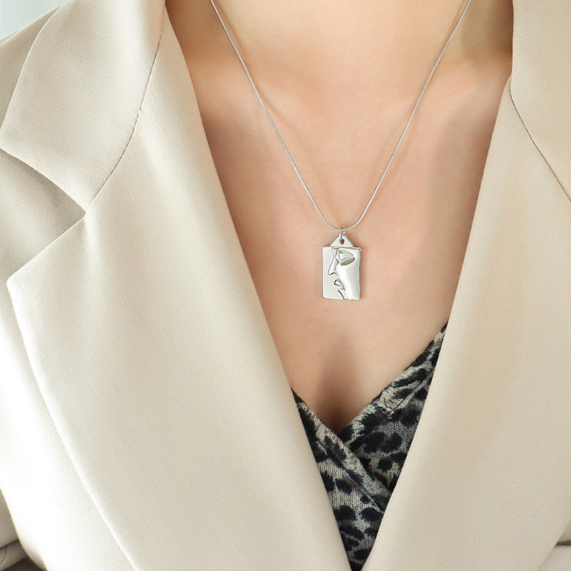 18K Gold PVD Half Face Pendant Snake Chain Necklace