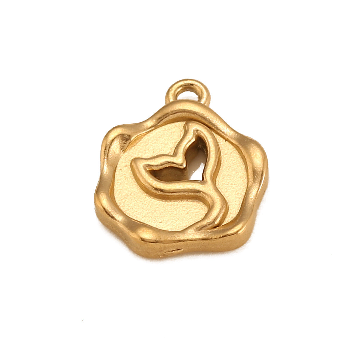 18K Gold PVD Stainless Steel Hollow Mermaid Tail Pendant