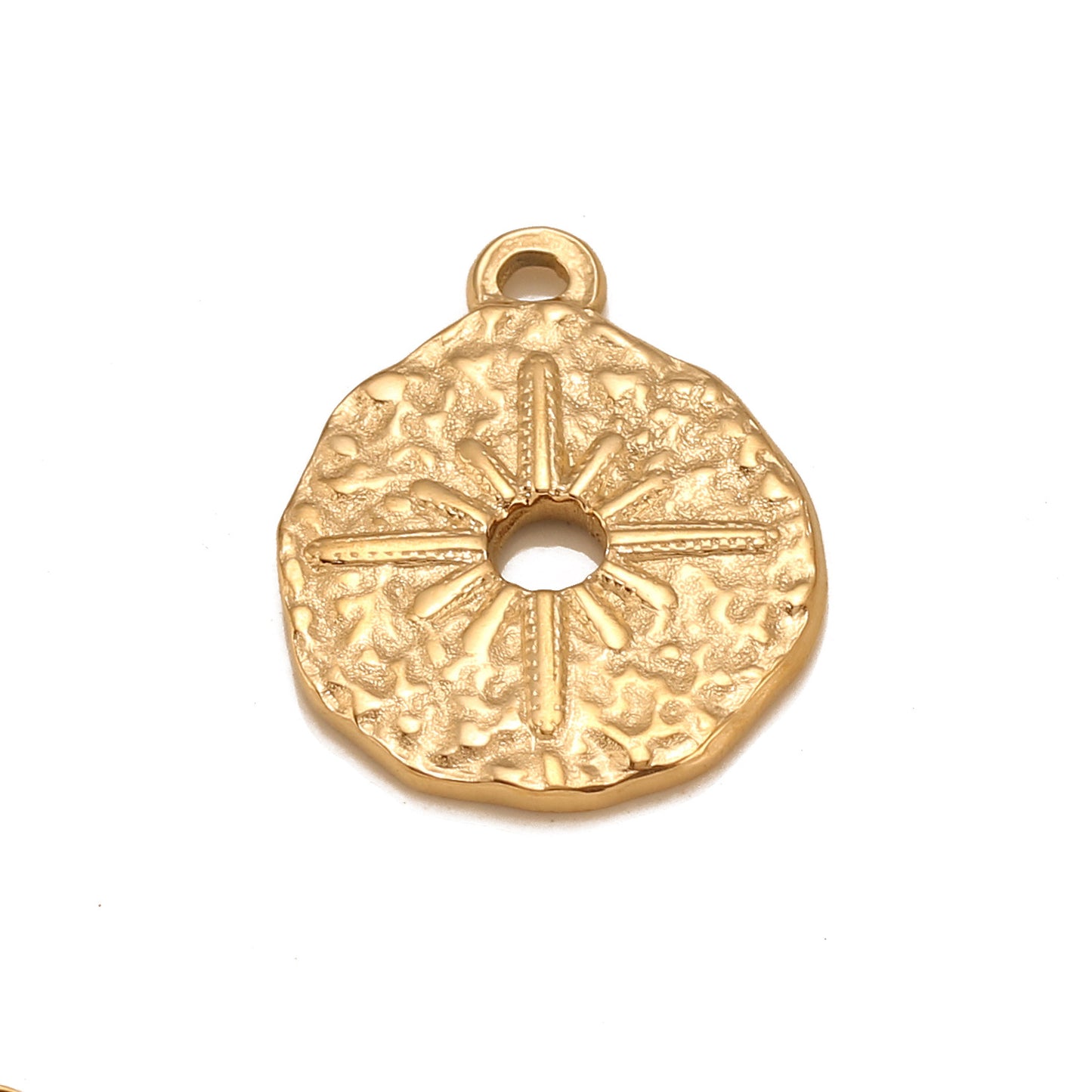 Stainless Steel Irregular Round Pendant with Hollow Center
