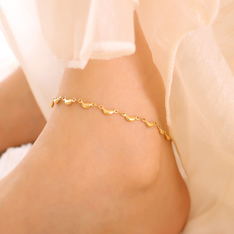 18K Gold PVD Chili Dolphin Shape Stainless Steel Anklet