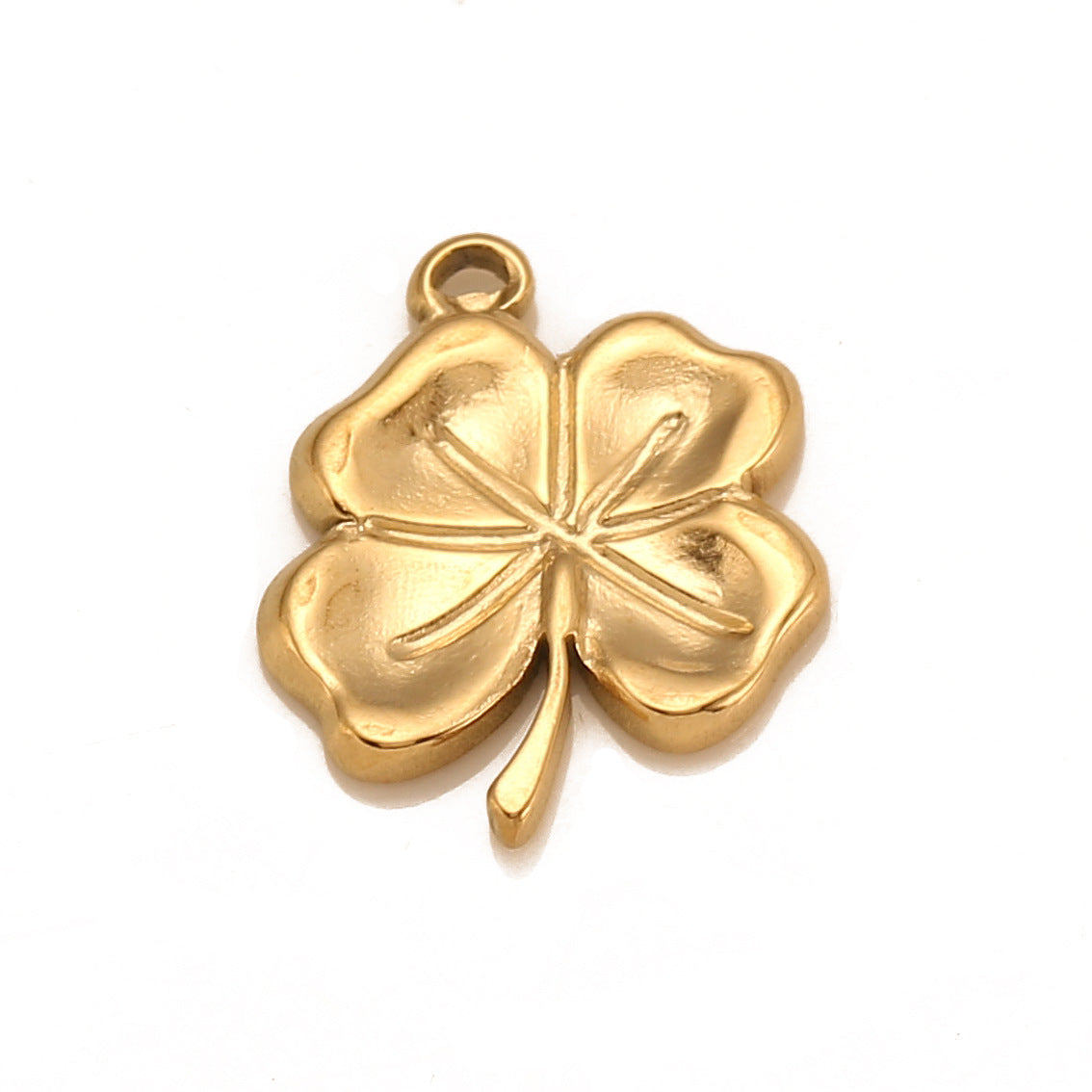 18K Gold PVD Stainless Steel Four Leaf Clover Solid Pendant