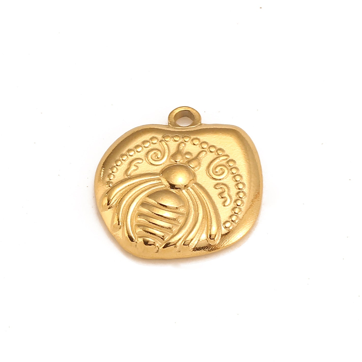 Stainless Steel Irregular Round Bee Pendant
