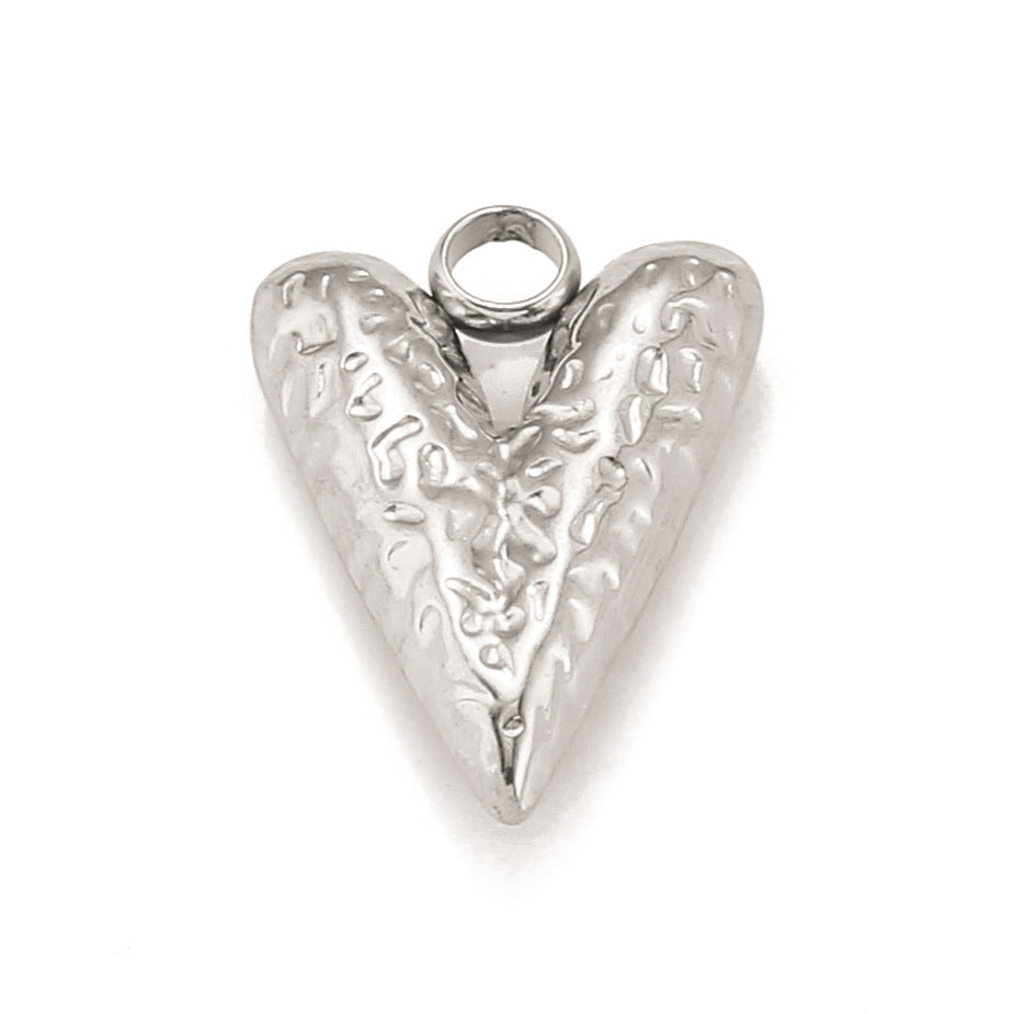 Pendentif Love en acier inoxydable à texture concave et convexe 3D