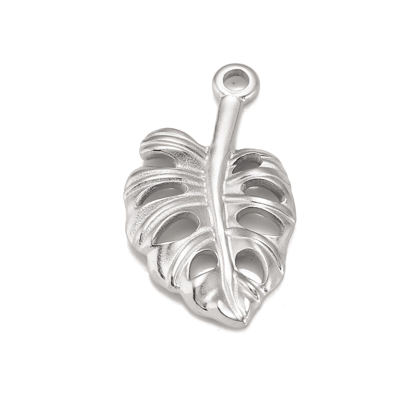 18K Gold PVD Stainless Steel Three-Dimensional Leaf Pendant