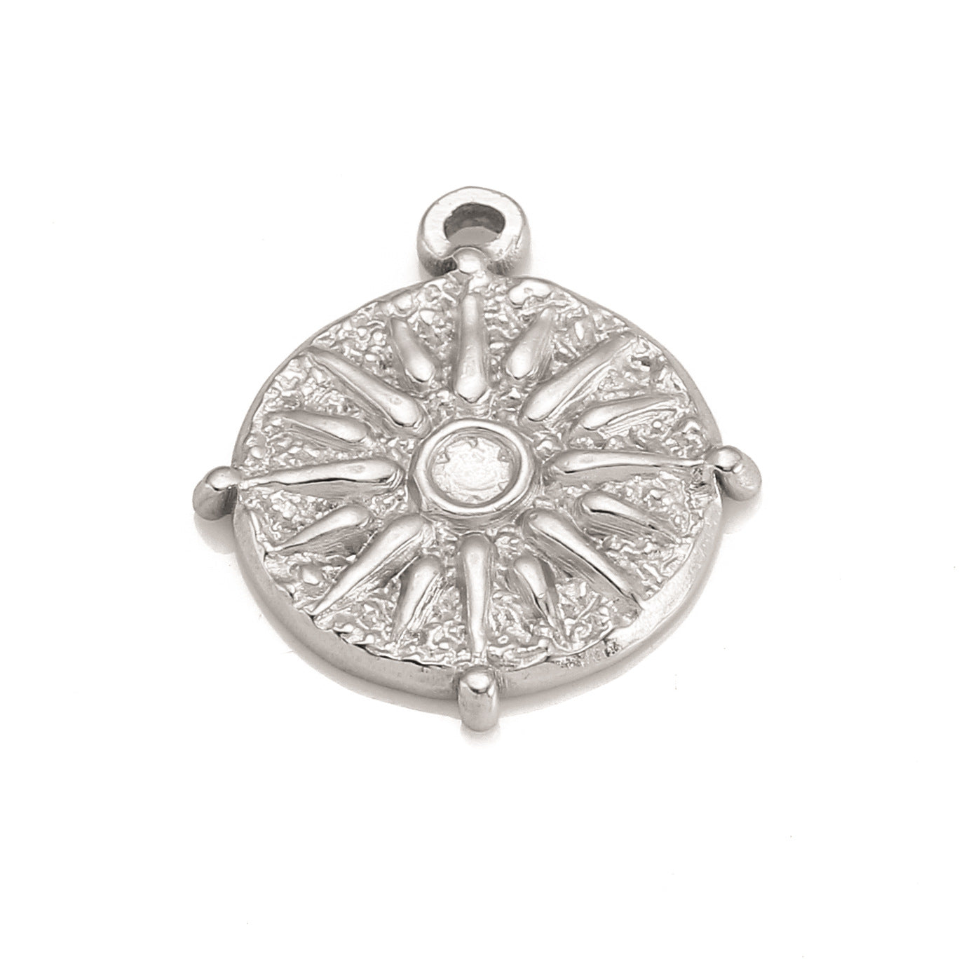 Stainless Steel Medal Embossed Sun Pendant