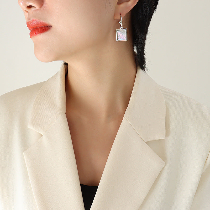 Square Mother of Pearl Drop Earrings