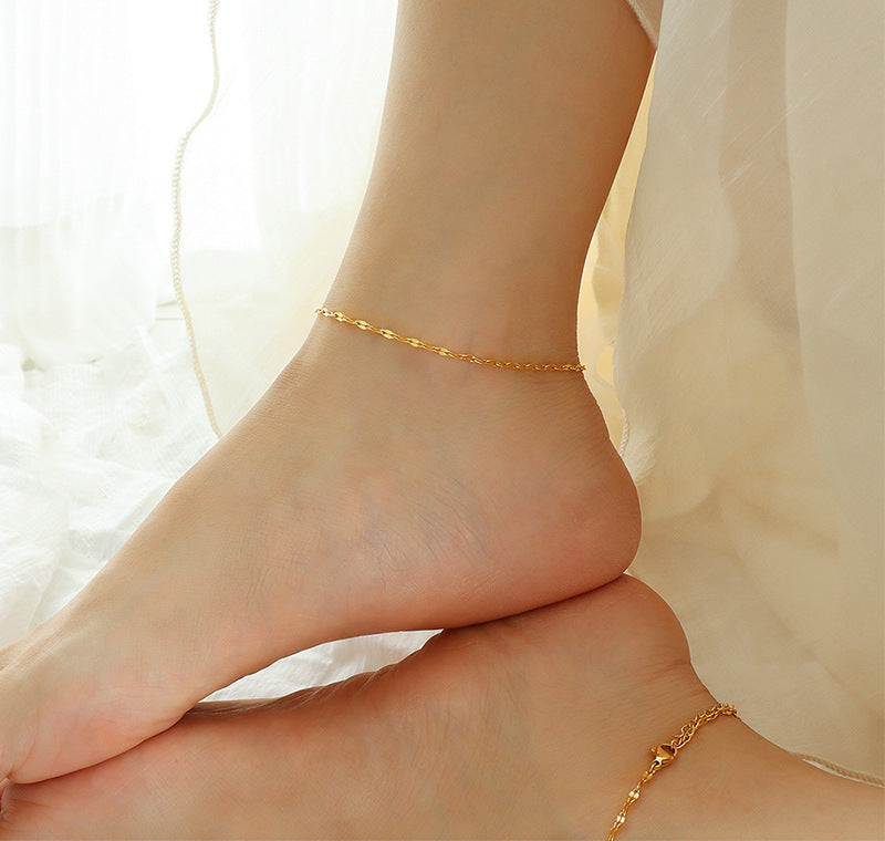 18K Gold PVD Lip Chain Stainless Steel Anklet