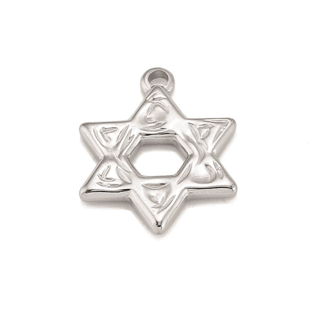 Stainless Steel Middle Hollow Six-Pointed Star Pendant