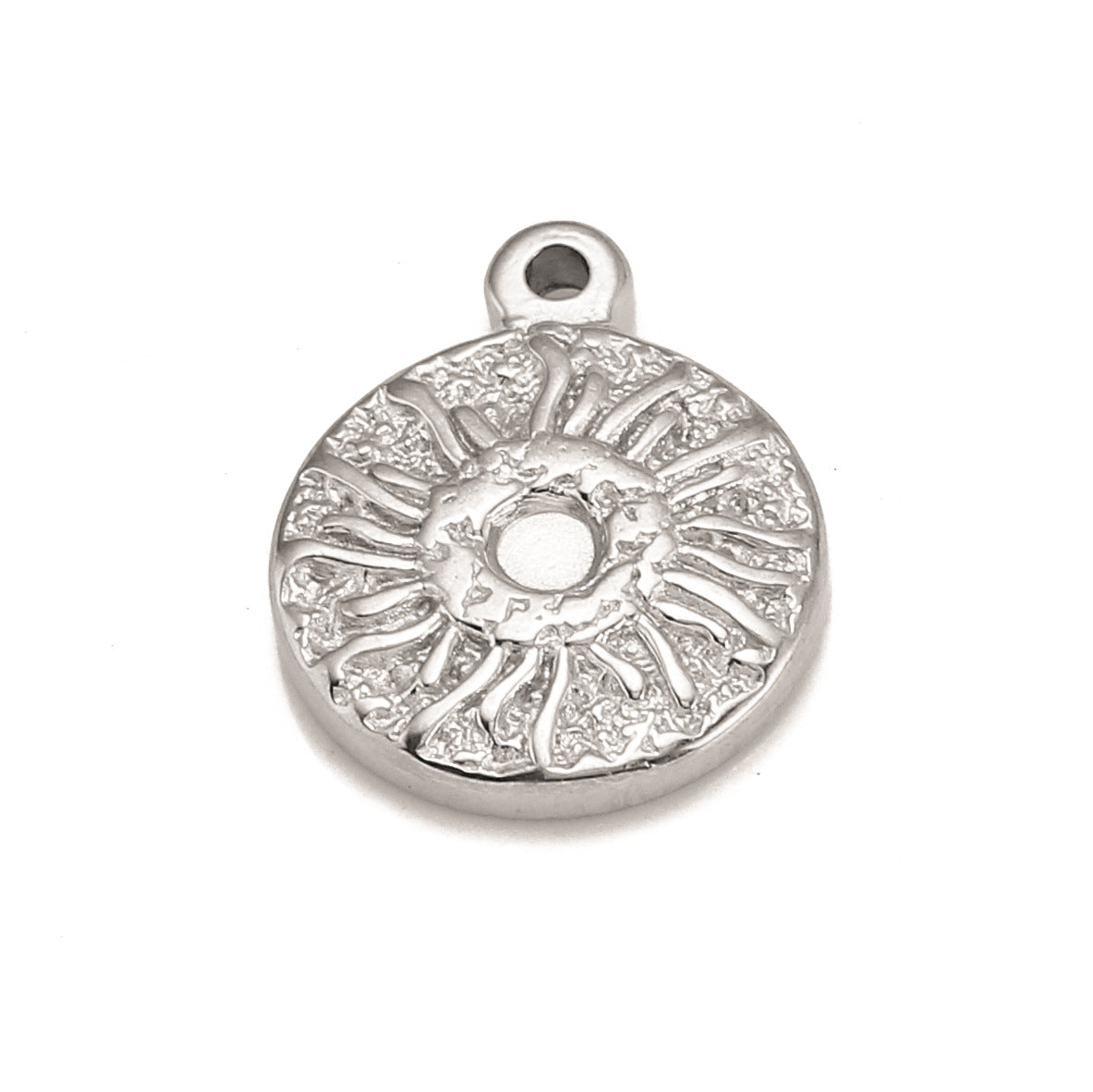 Pendentif rond en acier inoxydable en forme de soleil