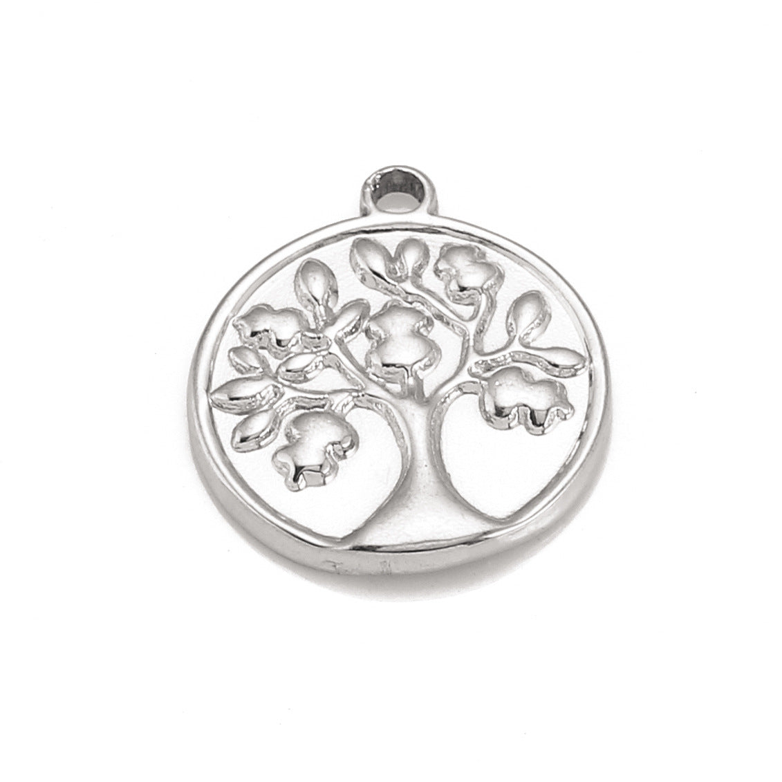 Stainless Steel Tree Pattern Round Pendant