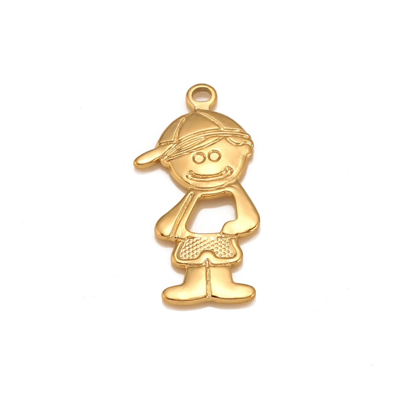 Pendentif en acier inoxydable en forme de garçon et de fille