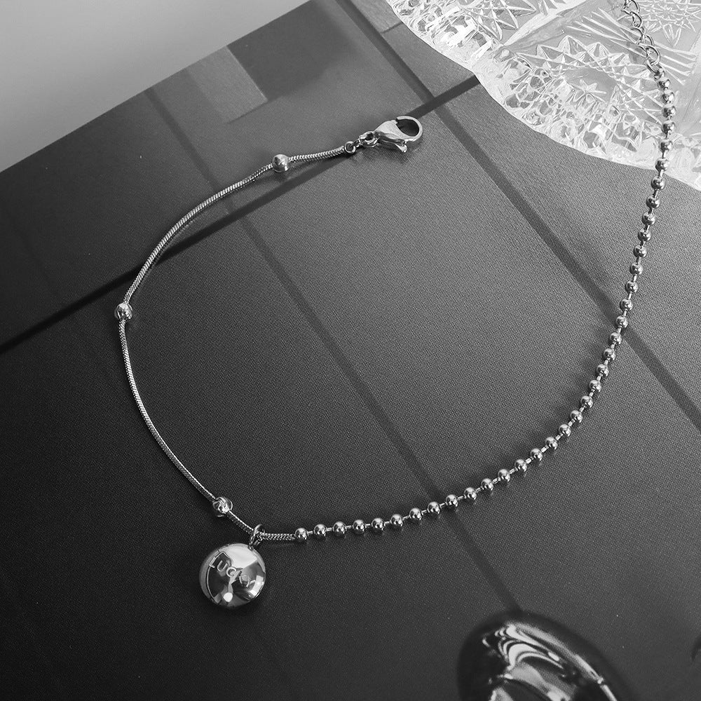 Bead Stitched Snake Chain Stainless Steel Anklet