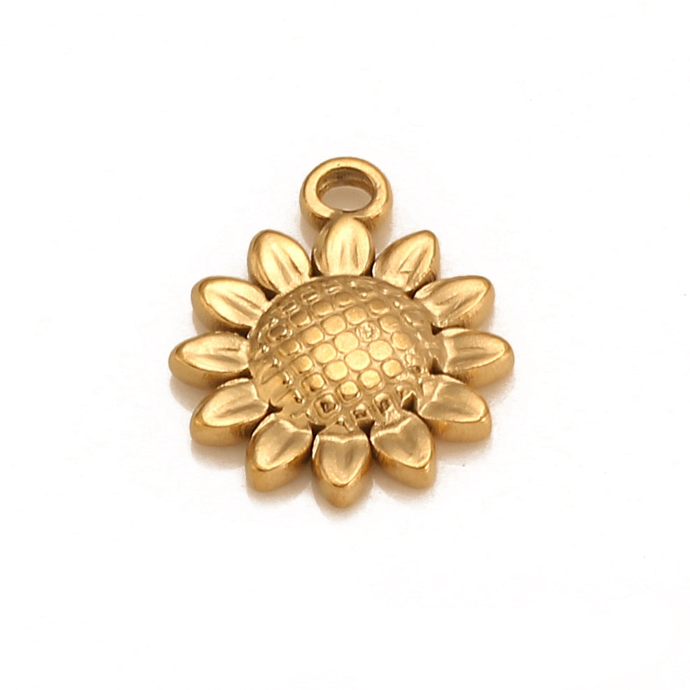 3D Sunflower Stainless Steel Pendant