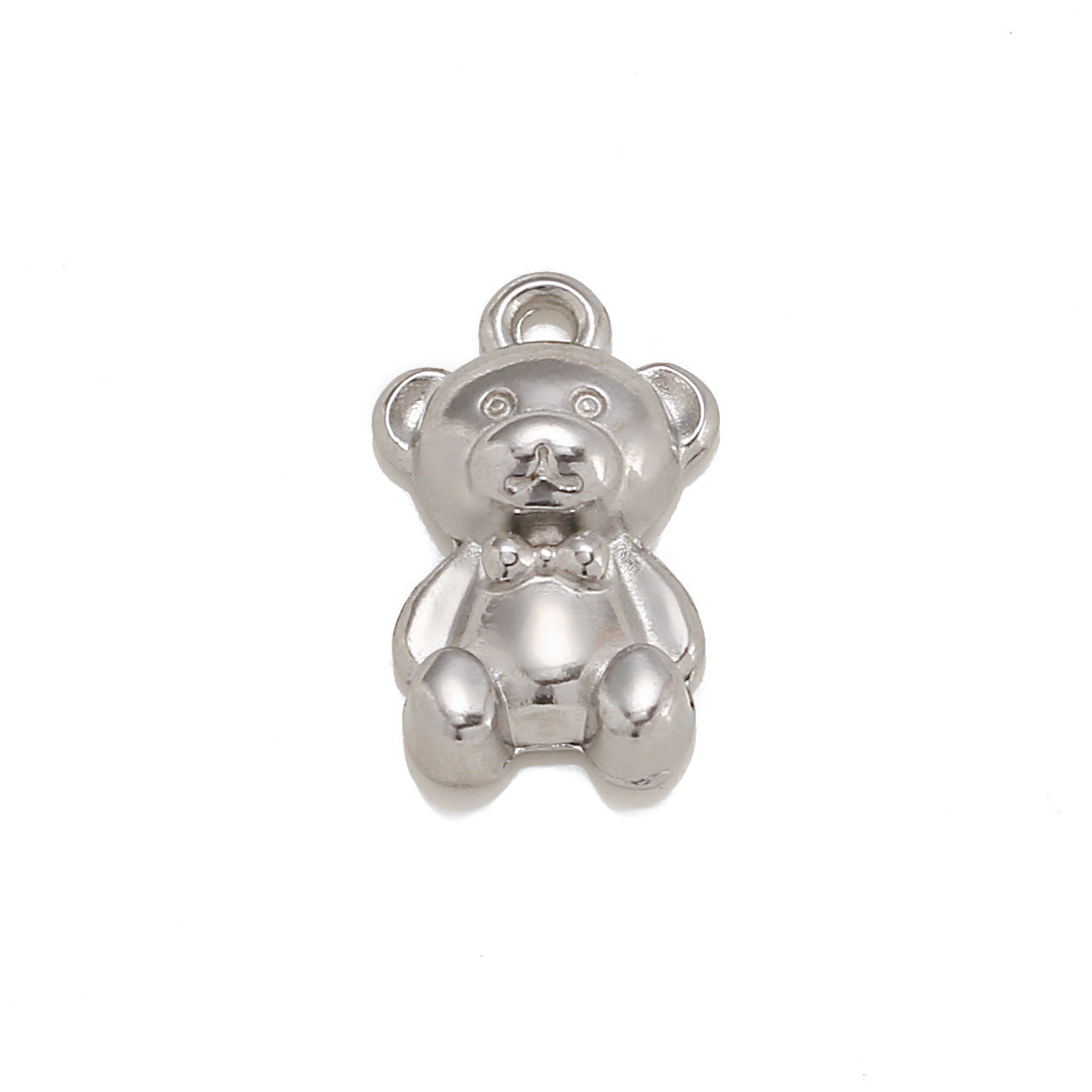 Pendentif ours en peluche en acier inoxydable
