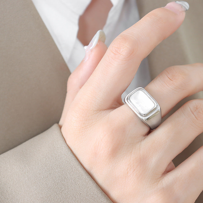 18K Gold PVD Square Mother Pearl Ring