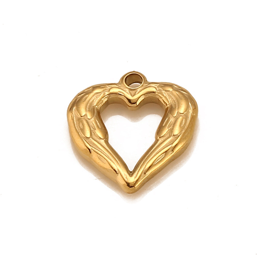 Stainless Steel Heart-Shaped Wing Pendant