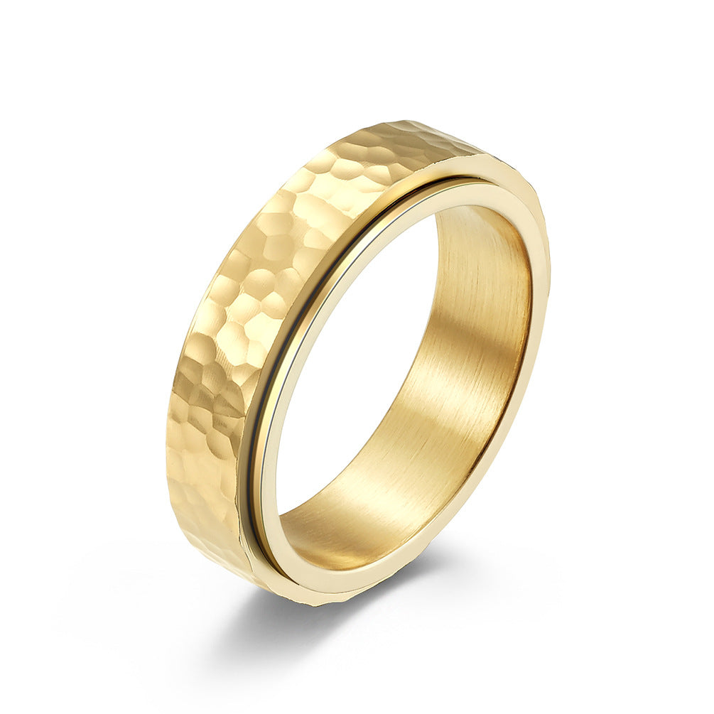 Irregular Hammered Stainless Steel Spinner Ring