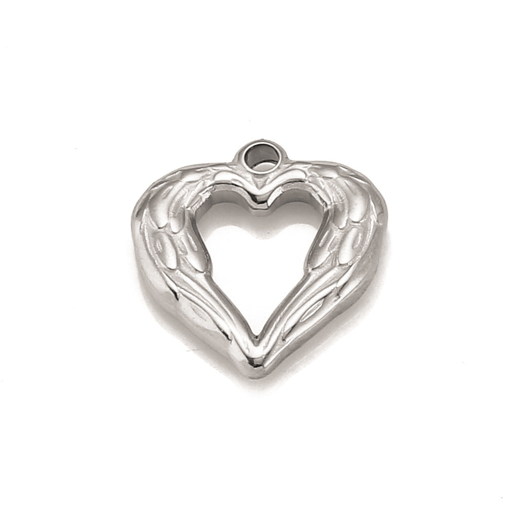 Stainless Steel Heart-Shaped Wing Pendant