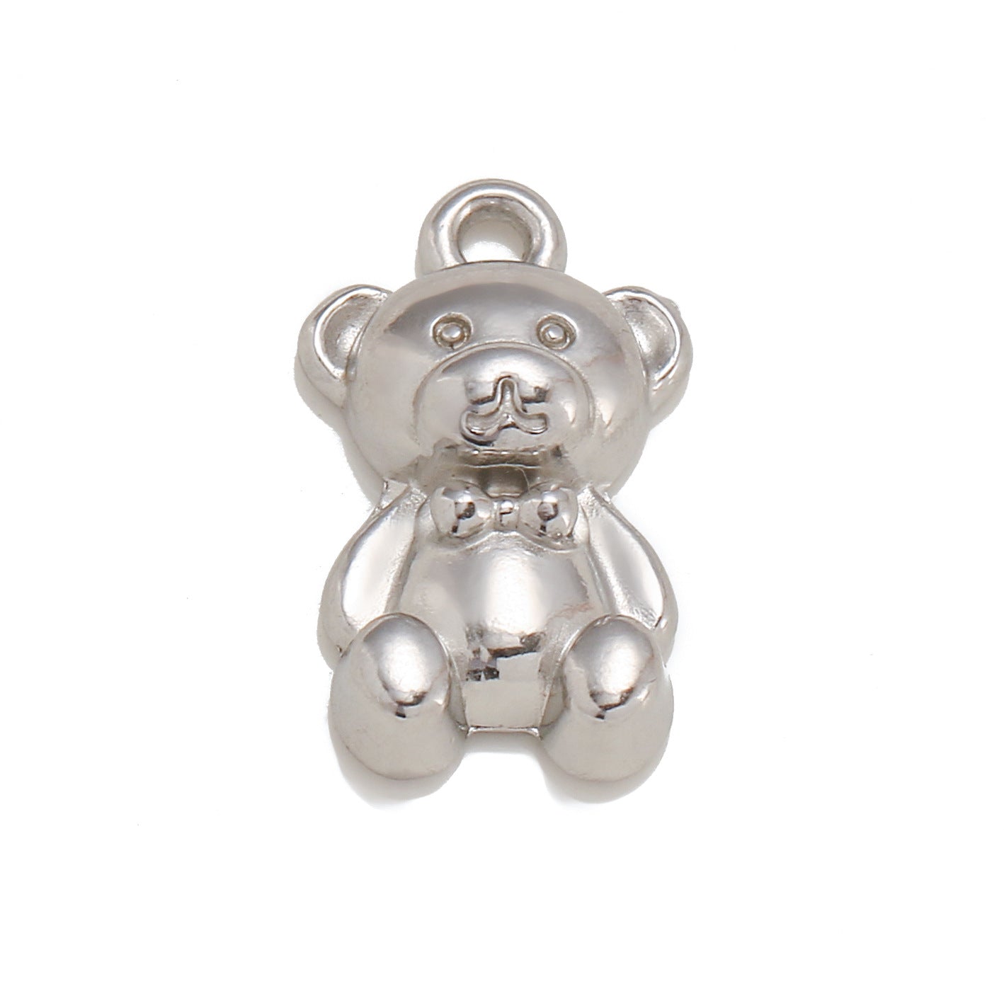 Pendentif ours en peluche en acier inoxydable