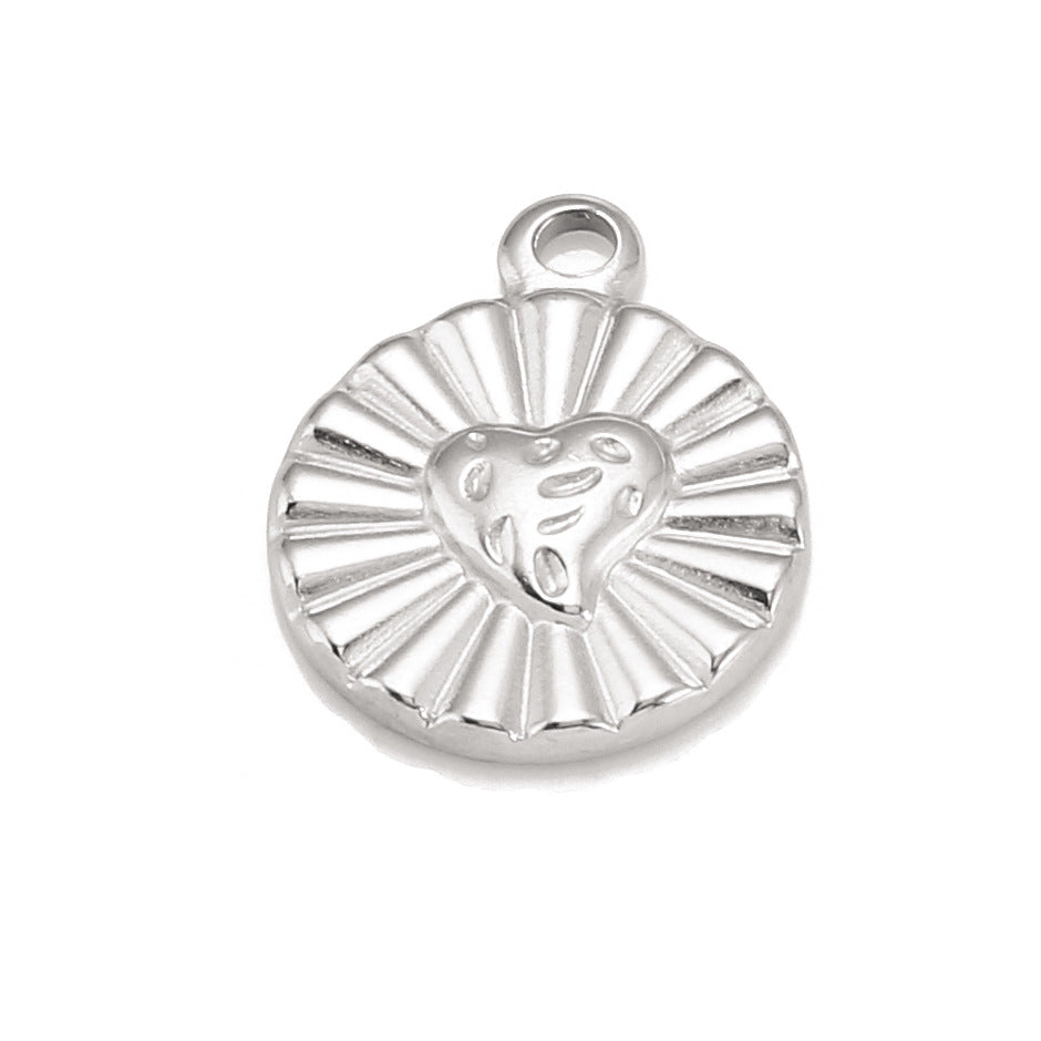 Stainless Steel Heart Round Pendant