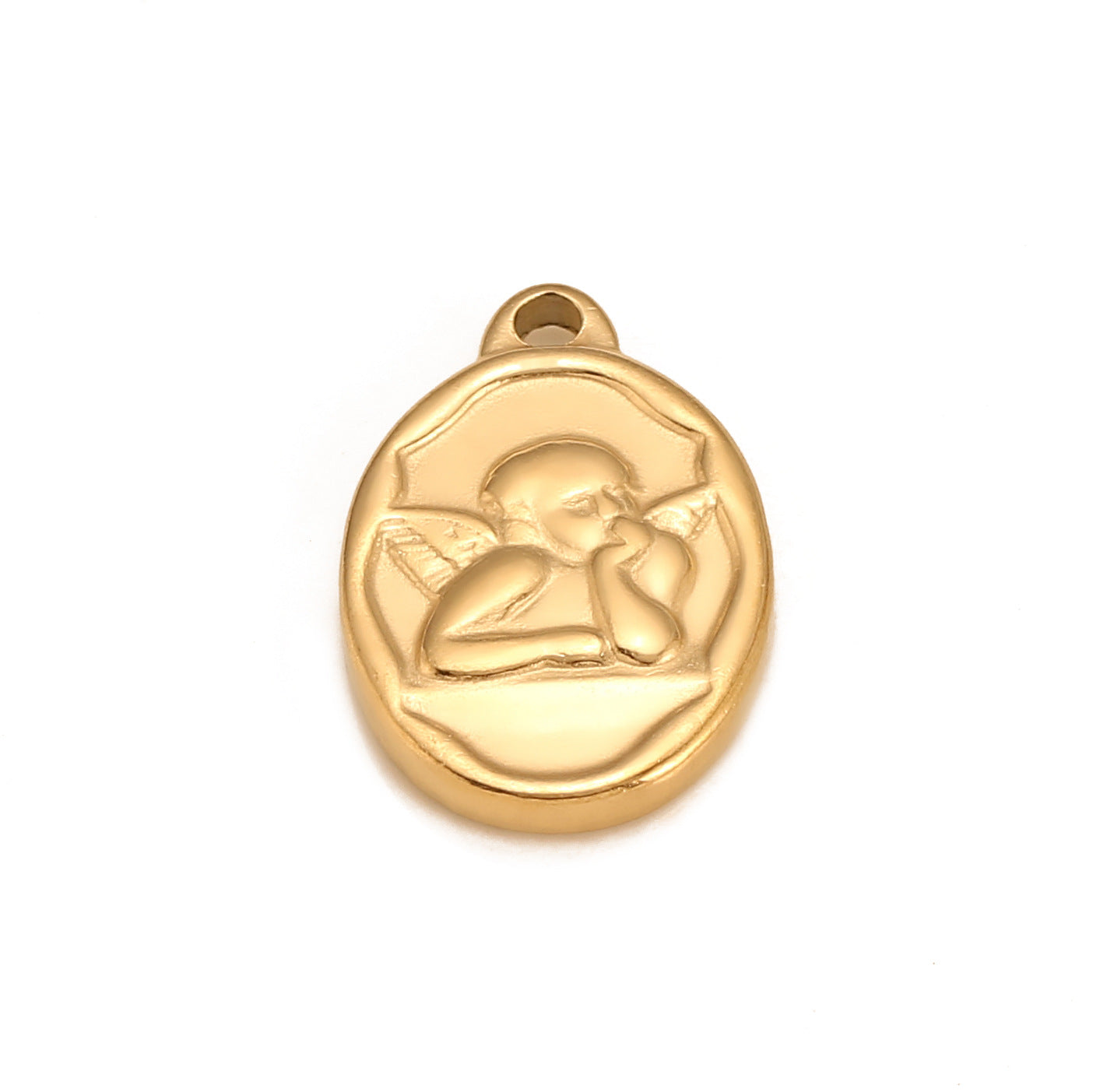 Pendentif ange ovale en acier inoxydable