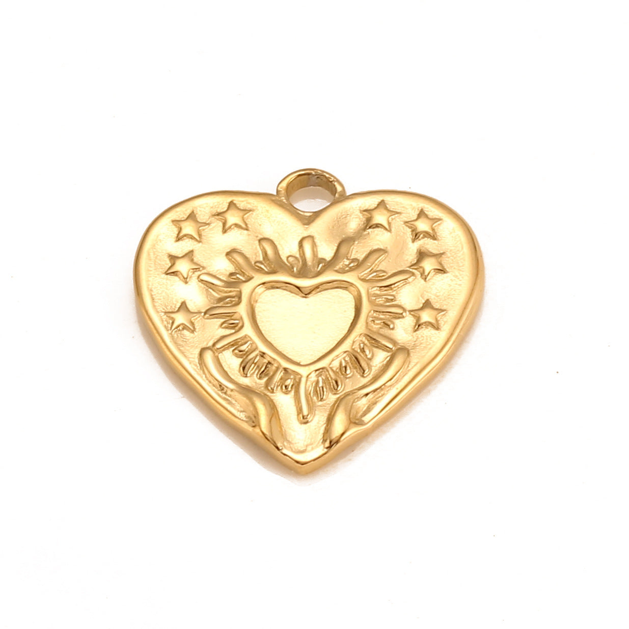 Sun Star Bend Inward Heart Shape Stainless Steel Pendant