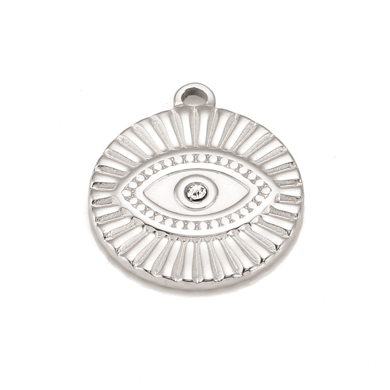 Pendentif en acier inoxydable avec zircone cubique œil du diable