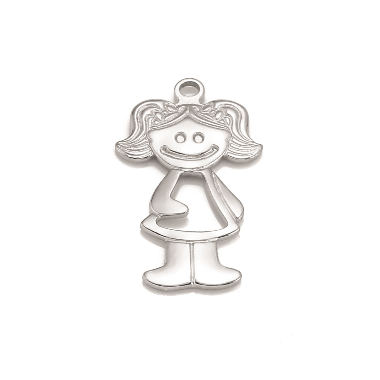 Pendentif en acier inoxydable en forme de garçon et de fille