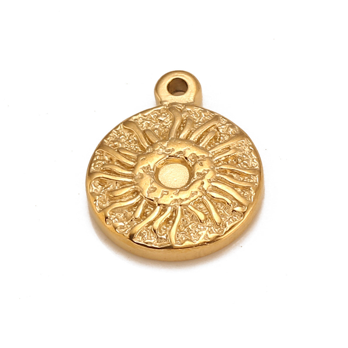 Pendentif rond en acier inoxydable en forme de soleil