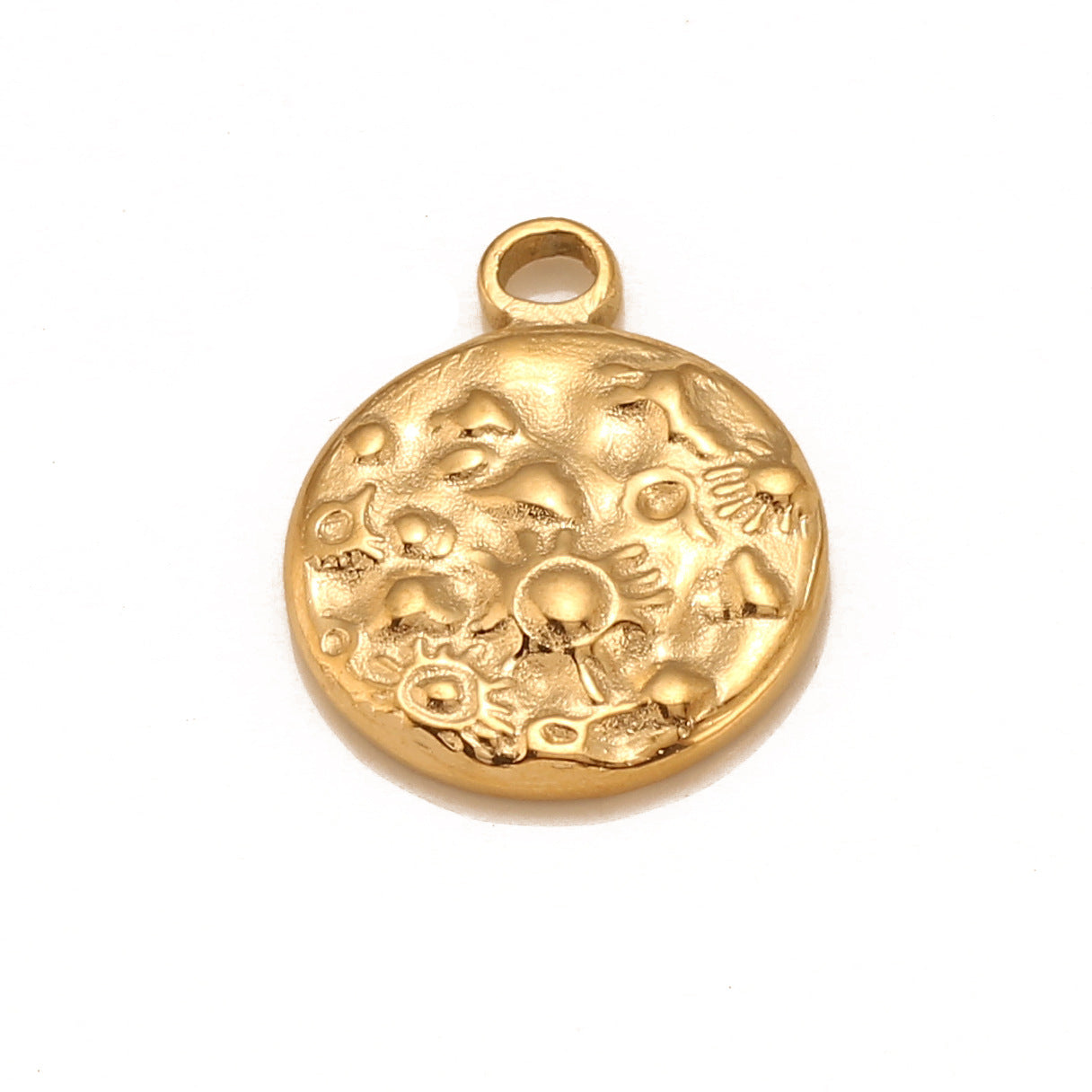 Stainless Steel Concave Embossed Round Pendant