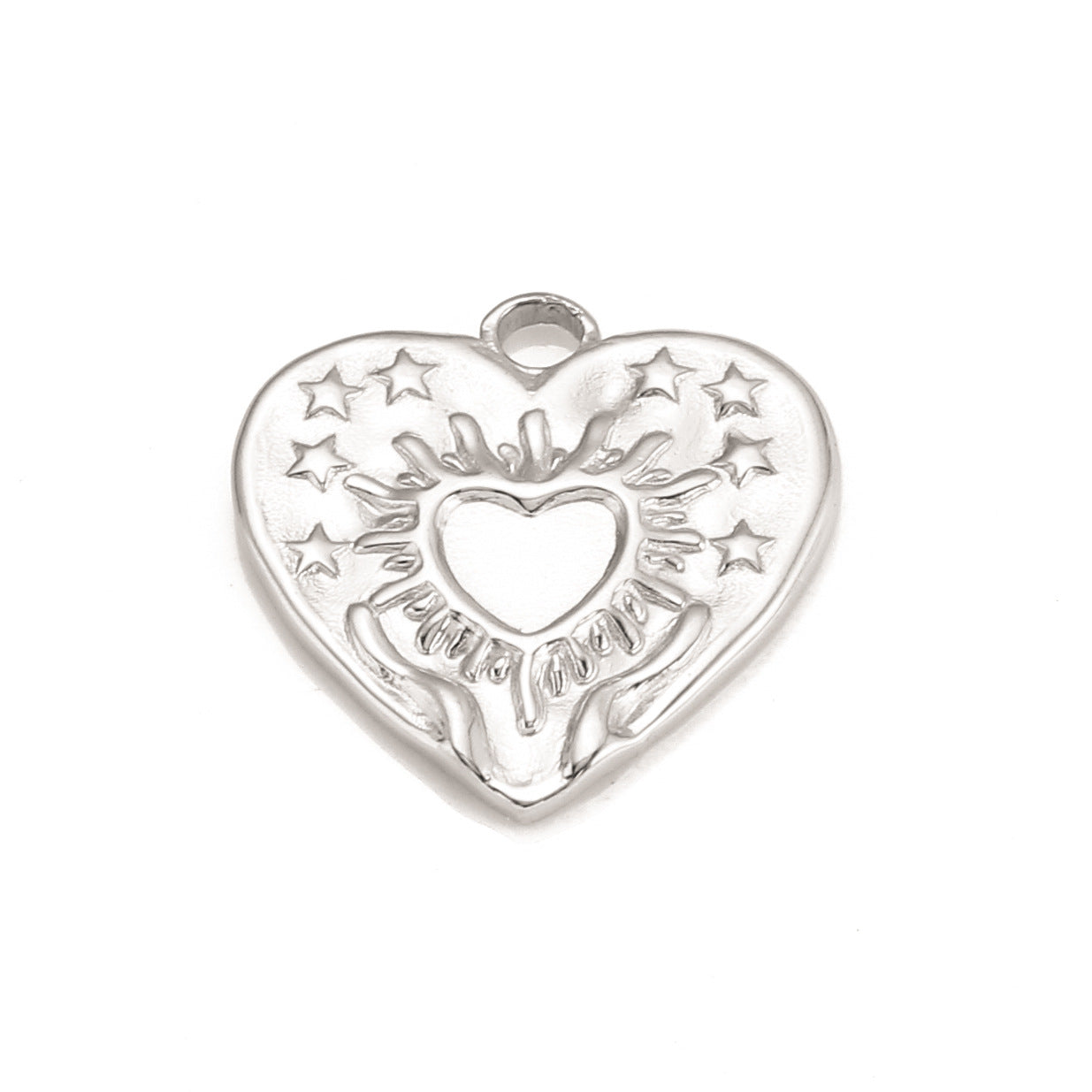 Sun Star Bend Inward Heart Shape Stainless Steel Pendant