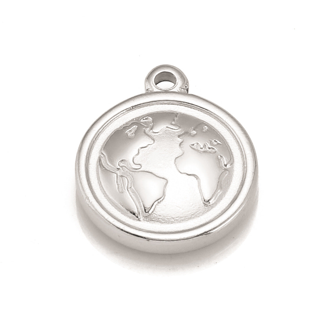 Pendentif rond en acier inoxydable représentant une carte