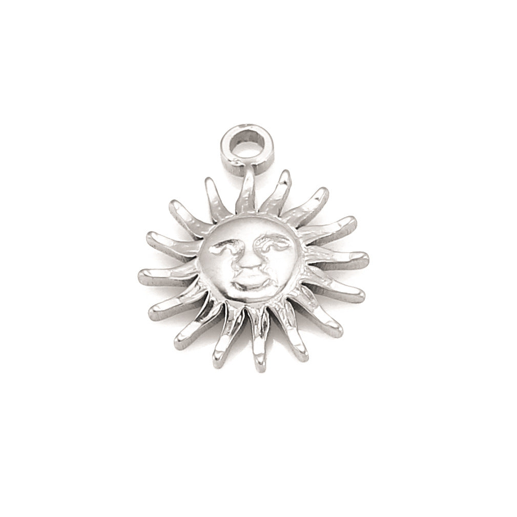 Pendentif Smiley Soleil en acier inoxydable