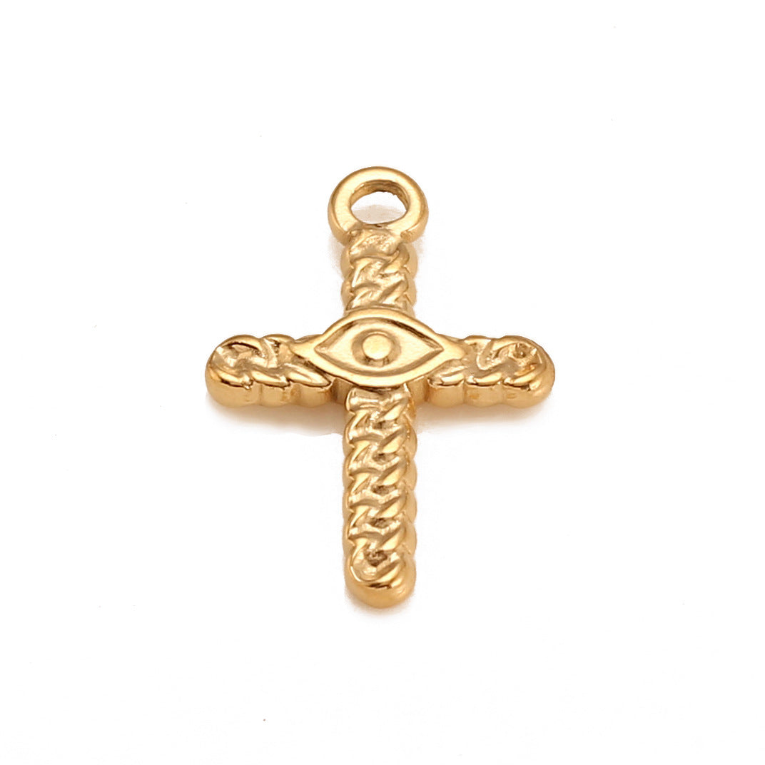 18K Gold PVD Stainless Steel DIY Cross Pendant