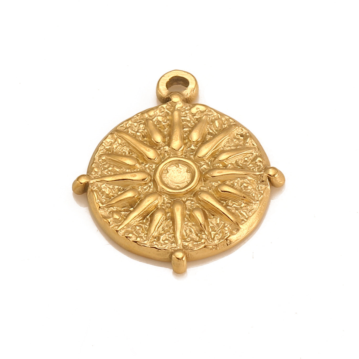 Stainless Steel Medal Embossed Sun Pendant